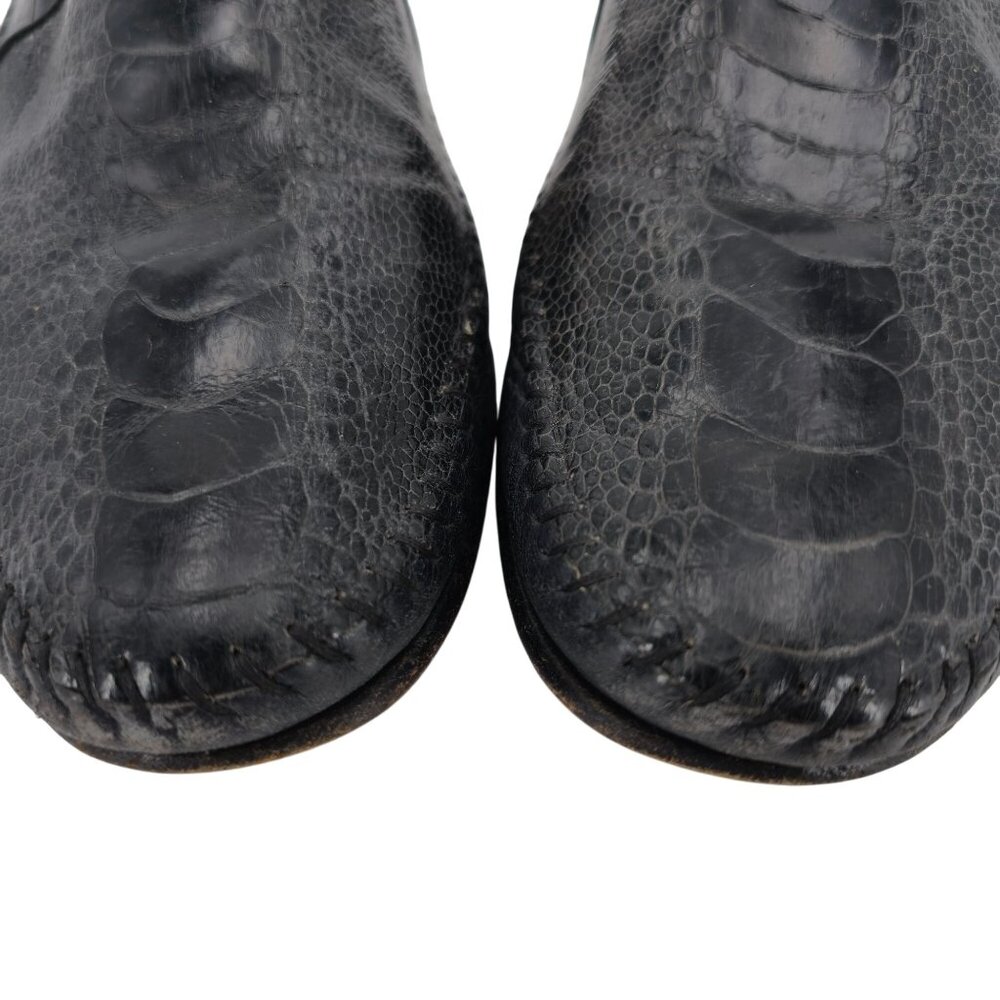 Aldo Bruè Italy Exotic Navy Blue Ostrich Leg Dress Shoe Men 10.5 Slip-on Loafers - Picture 9 of 11